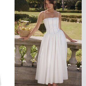 House of CB YSABELLA WHITE COTTON MAXI SUNDRESS